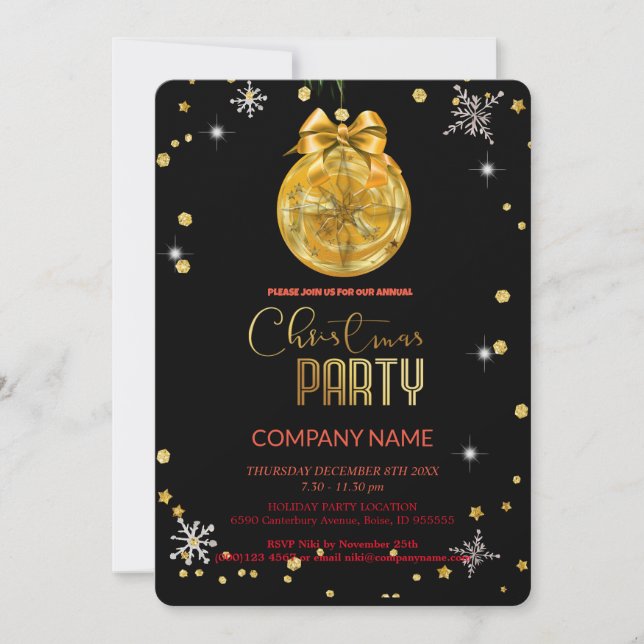 Convite Pomada de ouro de Natal, diamantes, flocos de neve (Frente)