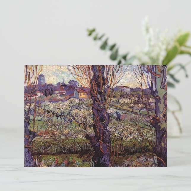 Convite Pomar em Blossom, Arles por Vincent van Gogh (Em pé/Frente)