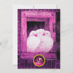 Convite POMBAS BRANCAS EM Janela de casamento monograma ro