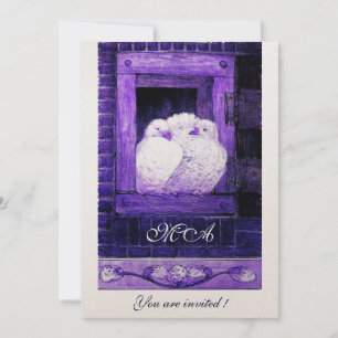 Convite POMBAS BRANCAS NA Janela monograma , metálico dour