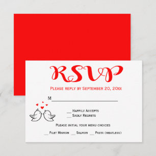 Convite Pombinhos de Casamento Engajamento Corações RSVP V