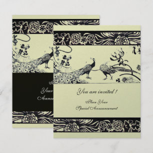 Convite POMBOS DE NOIVA, preto, papel metálico prateado