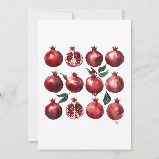 Convite Pomegranate Watercolor Art (Frente)