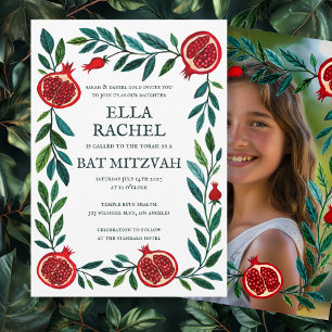 Convite Pomegranates B'nai Bat Bar Mitzvah Foto Personaliz