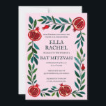 Convite Pomegranatos Bar de Bat Personalizado Mitzvah Wate<br><div class="desc">Cartão perfeito para anunciar um bar mitzvah, bat mitzvah ou outra celebração judaica! Mão fez arte para você! TOTALMENTE PERSONALIZÁVEL! Clique em "Personalizar" acima para editar o texto. Clique em "editar usando a ferramenta design" para ajustar as fontes, cores e posicionamentos. Você também pode mudar facilmente o estilo da placa...</div>