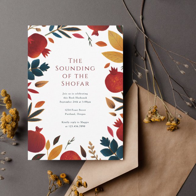 Convite Pomegranatos pintados Rosh Hashanah (Criador carregado)