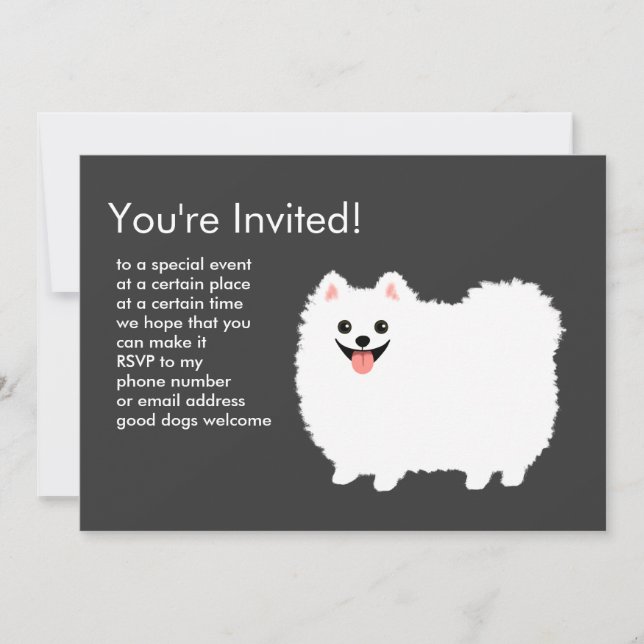 Convite Pomerânia Branco Fofinho (Frente)