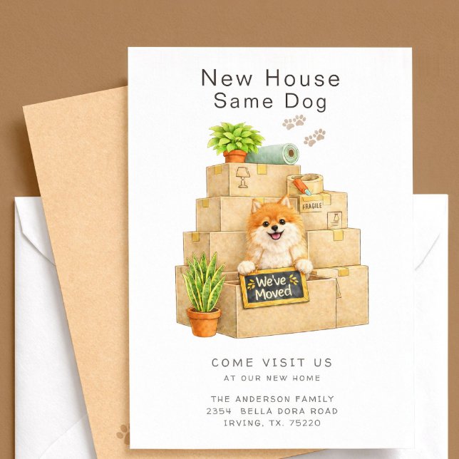 Convite Pomeranian New House Moving Announcement (Criador carregado)