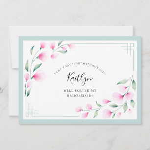 Convite Ponta Cor de Água Rosa Elegante Bridesmaid