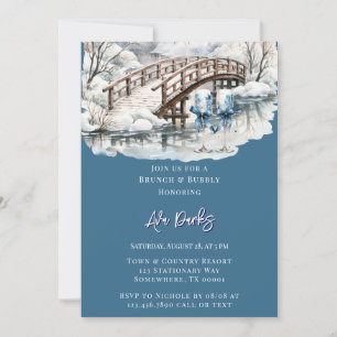 Convite Ponte de Wooden do Pond de inverno Brunch e Bubble