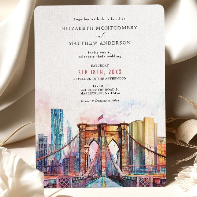 Convite Ponte Elegante do Brooklyn Nova Iorque Skyline (Criador carregado)