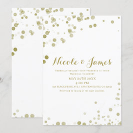 Convite Pontos de Aquarela Dourada Casamento Moderno Limpo