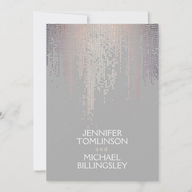Convite Pontos de Confetti Escamuflados Elegantes em Cinza (Frente)