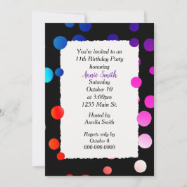 Convite Pontos do arco-íris da 11 Festa de aniversário