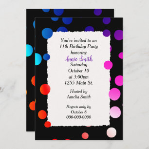 Convite Pontos do arco-íris da 11 Festa de aniversário