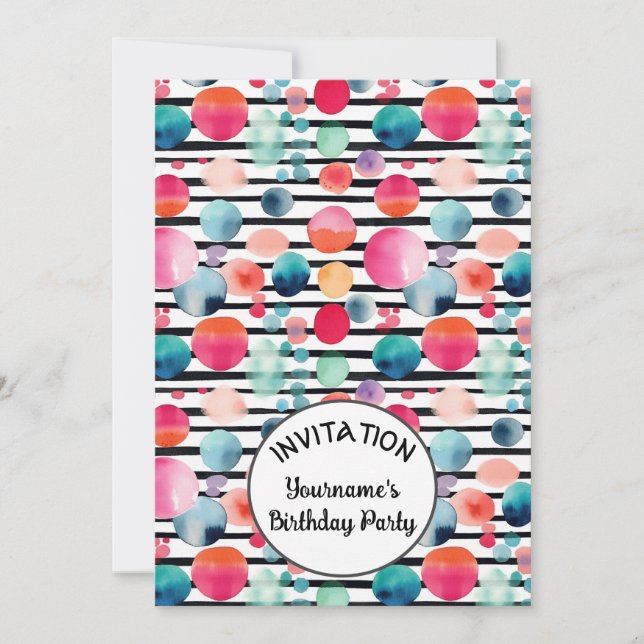 Convite Pontos e faixas 1 Nome personalizado (Frente)