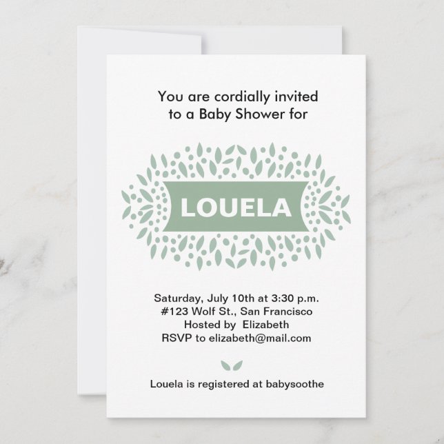 Convite pontos e folhas chá de fraldas (Frente)