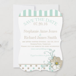 Convite PONTOS E LISTRAS EM BISQUE MENTA Save the Date