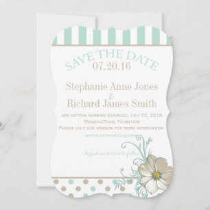 Convite PONTOS E LISTRAS EM BISQUE MENTA Save the Date
