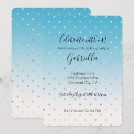 Convite Pontos Glam Aqua Ombre Aniversário