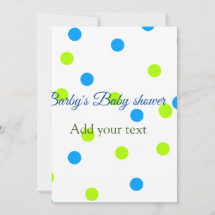 Convite Pontos polka verde azul bebê shower adicionar nome