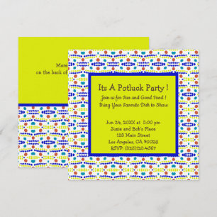 Convite Pontos Retro Padrão Azul Amarelo Azul Azul Azul A