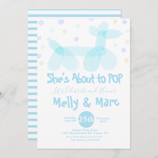 Convite Pontos Transparentes de Animais de Balão (Frente/Verso)