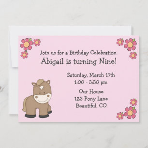 Convite Pony Birthday Invtions for Girls