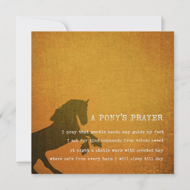 Convite PONY PRAYER 5.25 x 5.25 card (Frente)