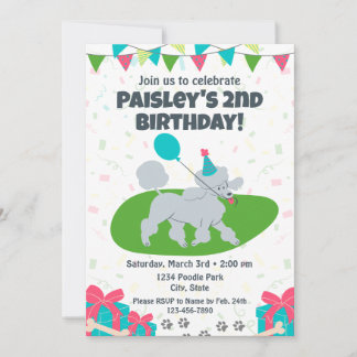 Convite Poodle Birthday