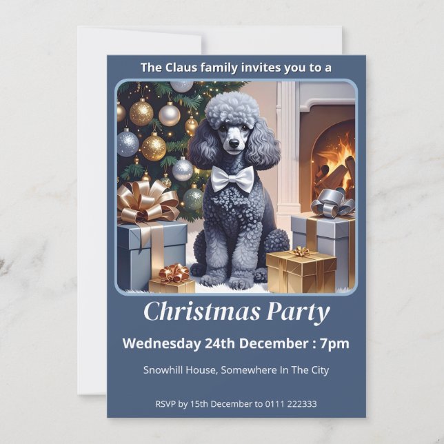 Convite Poodle Christmas (Frente)