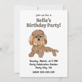 Convite Poodle Dog Birthday Party