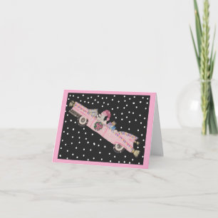 Convite Poodle no Natal em um conversível rosa