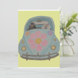 Convite Poodles Hippies no seu Carro de Amor Filhos das Fl