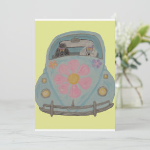 Convite Poodles Hippies no seu Carro de Amor Filhos das Fl
