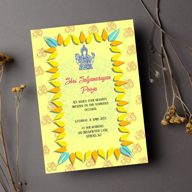 Convite Pooja Shri Satyanarayan indiano (Criador carregado)