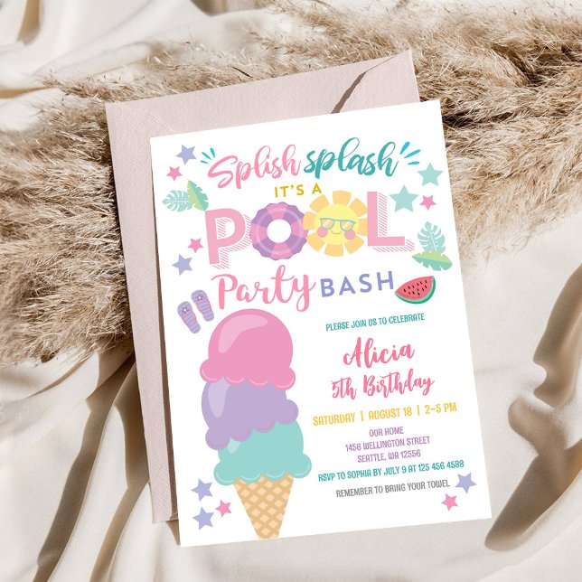 Convite Pool Party Birthday Invitation (Criador carregado)