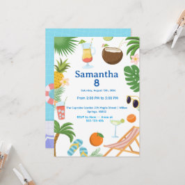 Convite Pool Party Birthday Invitation - Summer Theme