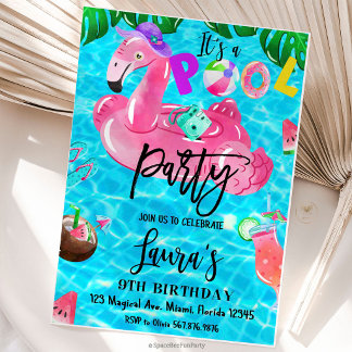 Convite Pool Party Birthday Sea party Tropical
