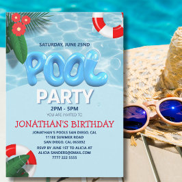 Convite Pool Party fun Summer Birthday