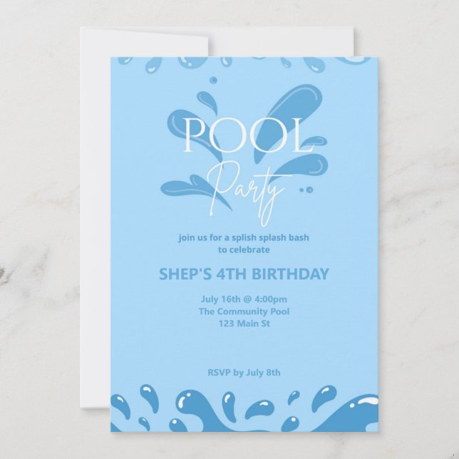 Convite pool party invitation (Frente)