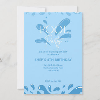 Convite pool party invitation
