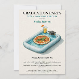 Convite Pool Party Pizza Graduation Celebration Invitation