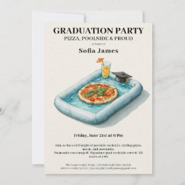 Convite Pool Party Pizza Graduation Celebration Invitation