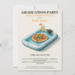 Convite Pool Party Pizza Graduation Celebration Invitation