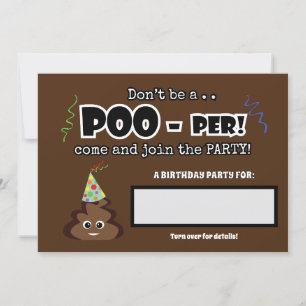Convite PoOP emoji, crianças engraçadas e engraçadas