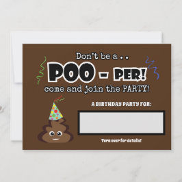 Convite PoOP emoji, crianças engraçadas e engraçadas