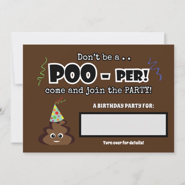 Convite PoOP emoji, crianças engraçadas e engraçadas (Frente)