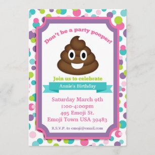 Convite Poop Emoji Girl Birthday