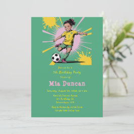 Convite Pop Art Girls Soccer Festa de aniversário